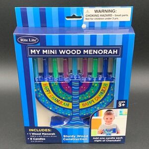 My Mini Wood Menorah Set For Kids Ages 3+ By Rite Lite Chanukah Age 3+